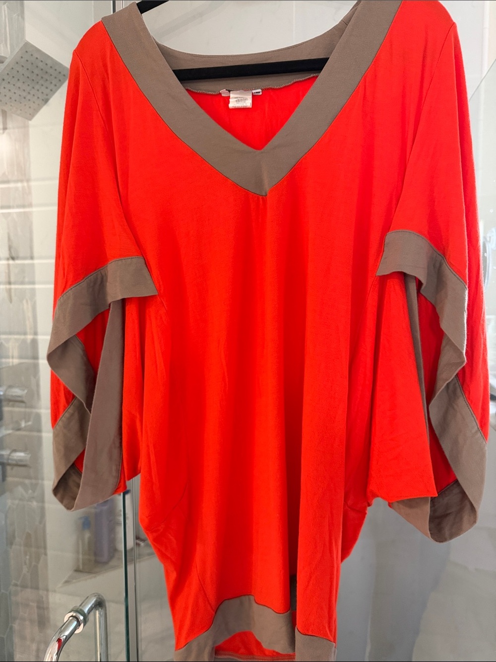 Trina Turk Red Tunic with Taupe Trim
